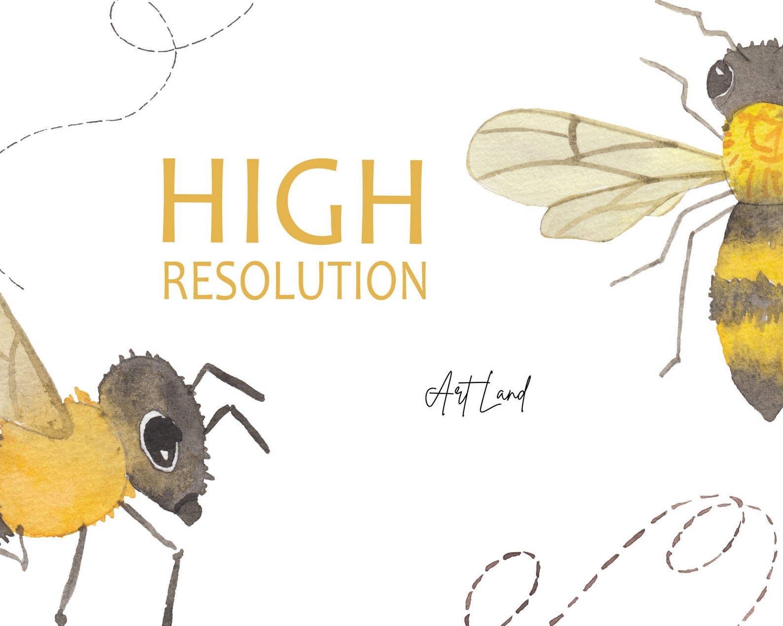Watercolor Bees Clipart Bee Clip Art Instant Download Hand - Etsy