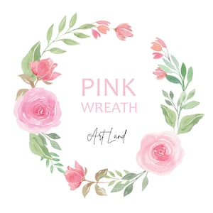 Watercolor Pink Roses Wreath Clipart – 1 Hand-Painted Floral Frame PNG for DIY Wedding Decor, Cards, Free Commercial Use