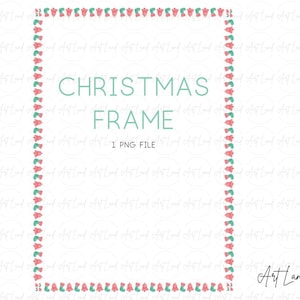 Moldura de Natal PNG, Clipart de Borda de Natal Pintada à Mão, Moldura Festiva para Convites, Scrapbooking, Cartões, Download Digital de Inverno