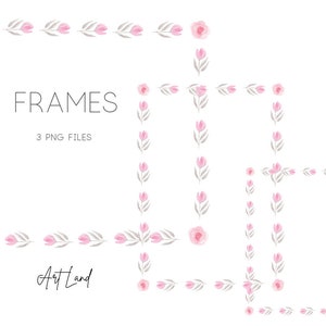 Watercolor Frame Clipart – 3 Sizes Hand-Painted Digital PNG, Baby Shower Invitation DIY Design, Free Commercial Use, Scrapbook, A4, A7