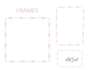 Watercolor Pink Clipart – 3 Hand-Painted Frames (PNG, Digital Download, Free Commercial Use)