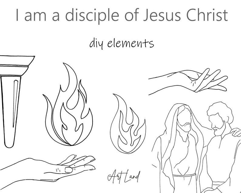 Line Art Religious Art Clipart: 9 Hand-drawn Jesus, Disciples (PNG ...