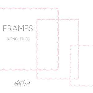 Watercolor Pink Frame Clipart – 3 Hand-Painted Frame PNGs in A4, A7, Scrapbook Sizes for Baby Shower Invitations & DIY Projects, Baby Girl