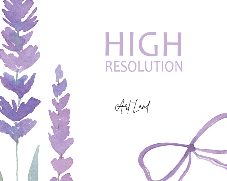 Akvarell lavendel clipart – 14 handmålade lavendel-PNG:er för DIY-pyssel, Provence-dekor, bröllopsinbjudningar, gratis kommersiellt bruk bild 5