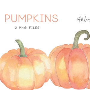 Watercolor Pumpkins Clipart, Watercolor Halloween, Pumpkin Clip Art, hand painted, Autumn Watercolor Clip Art, PNG