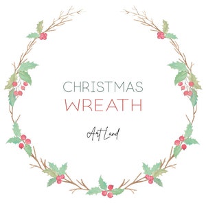 Watercolor Christmas Wreath Clipart – 1 Hand-Painted Holiday Frame PNG for DIY Winter Crafts, Free Commercial Use