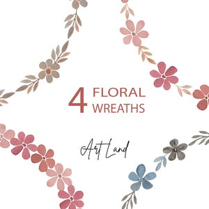Flowers Wreaths Clip Art Floral Frame Boho Floral Wreath | Etsy