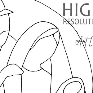 May include: Line art drawing of a family with a mother, father, and child. The drawing is in black and white and has a simple, minimalist style. The text "HIGH RESOLUTION" and "Art Land" are also included in the image.