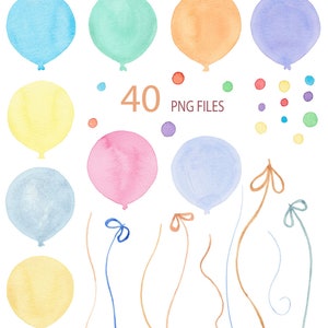 Watercolor Balloons Clipart, Birthday Clipart, Watercolor Balloon ...