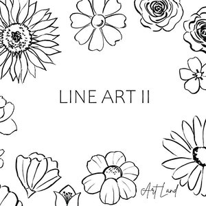 Hand Drawn Line Art Flowers Clipart – 20 PNG & 20 SVG Files for DIY Projects, Digital Download, Free Commercial Use