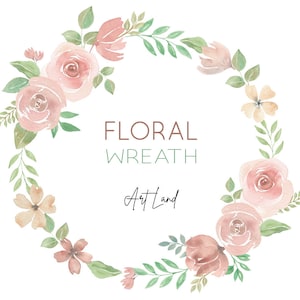 Pale Roses Wreath Clip Art, Floral Frame, Pastel Floral Wreath Clipart, Hand painted Watercolour Clipart, Watercolor Clipart Frame, PNG