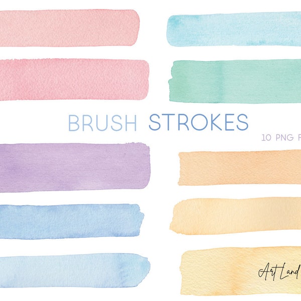 Watercolor Brush Strokes Clipart, Hand Painted Clipart, Watercolor Lines Clipart, Paint Stroke Graphics, Commercial Use, Clipart PNG