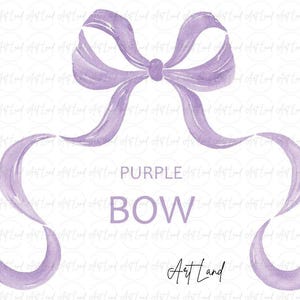 Clipart fiocco viola acquerello - Nastro dipinto a mano PNG, download digitale, uso commerciale gratuito