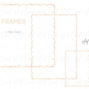 Watercolor Orange Frame Clipart – 3 Hand-Painted Sizes (A4, A7, Scrapbook) PNG, DIY Invitations & Decor, Digital Download, Commercial Use