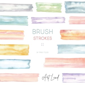 Watercolor Brush Strokes Clipart Set II – 14 Hand-Painted Lines & Paint Stroke PNGs for DIY Crafts, Design Projects, Free Commercial Use