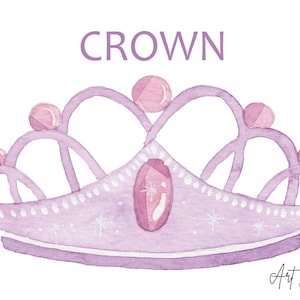 Watercolor Crown, hand painted watercolour digital crown, Purple Lilac , Watercolor Crown Clip Art, Princess Crown, PNG