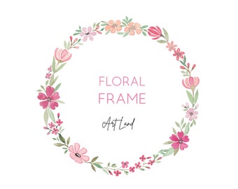 Floral Kranz ClipArt, Floral Rahmen, Blumenkranz Clipart, von Hand bemalt Aquarell Clipart, Aquarell Clipart Rahmen, PNG