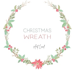 Watercolor Christmas Wreath Clipart – 1 Hand-Painted Holiday Frame PNG for DIY Winter Decor, Cards, Free Commercial Use