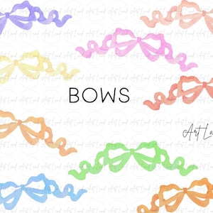 Watercolor Bows Clipart Bundle, Watercolor Clip Art, Peach bow, Baby Shower bows, Perfect for DIY Projects and Digital Design, PNG