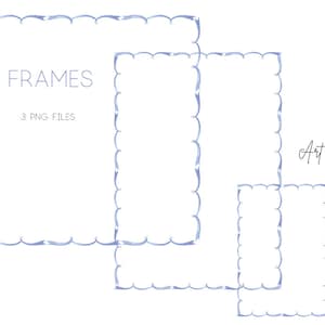Watercolor Royal Blue Frame Clipart – 3 Hand-Painted PNG Sizes (A4, A7, Scrapbook)