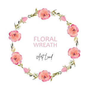 Floral Wreath Clip Art, Floral Frame, Floral Wreath Clipart, Hand painted Watercolour Clipart, Watercolor Clipart Frame,PNG