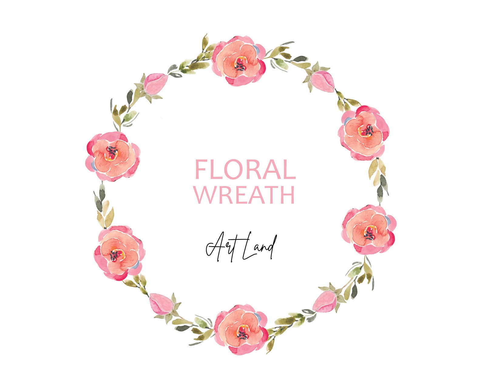 Watercolor Red Floral Wreath Clipart – 1 Hand-painted Flower Frame PNG ...