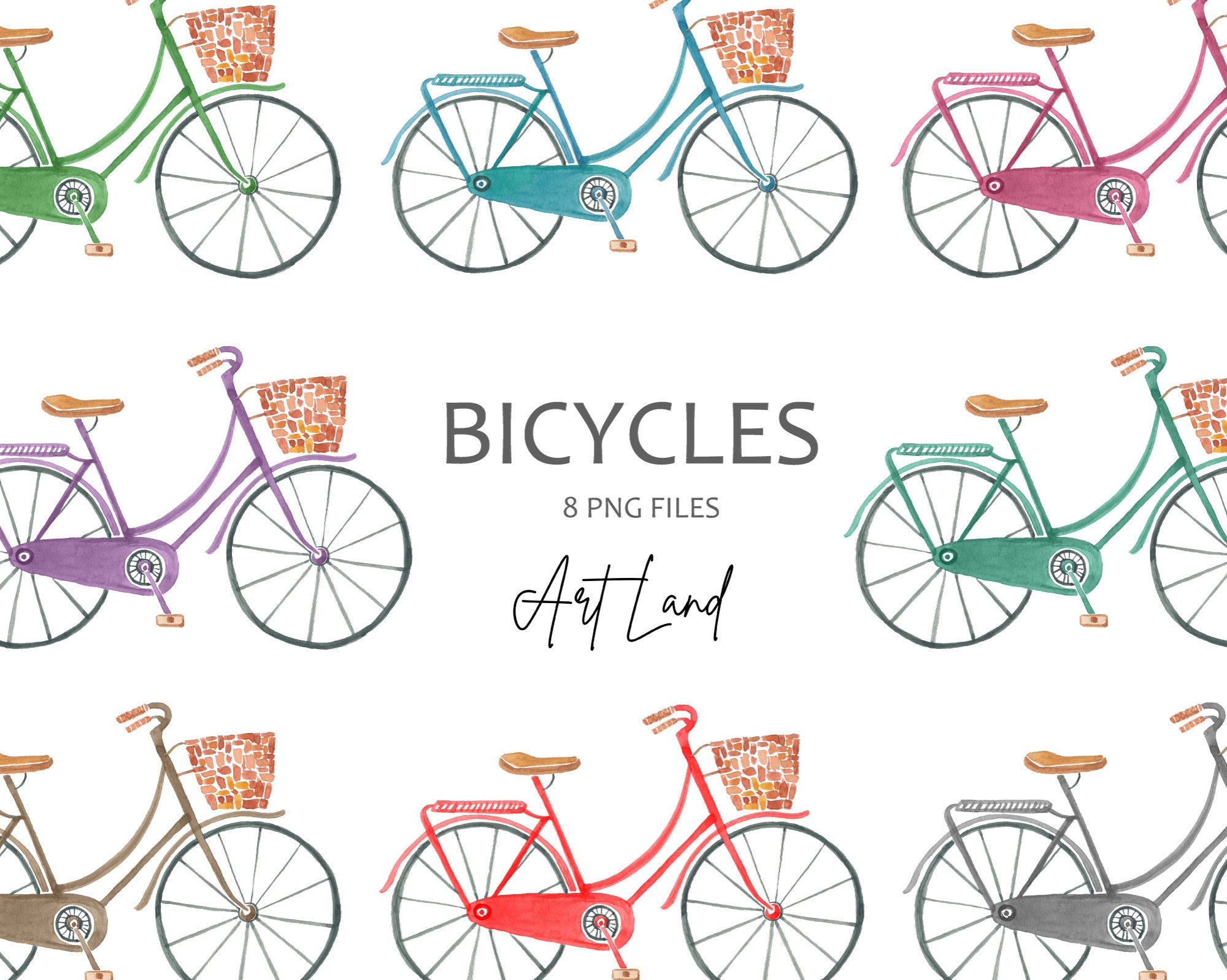 Aquarelle vélos Clip Art Bike Clipart, aquarelle printemps Clipart peint à  la main vélo, PNG -  France