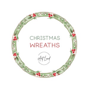 Christmas Wreath Clipart, Watercolor Winter Clipart, Holiday Clipart, Watercolor Clip Art Digital, Download Free Commercial Use, PNG