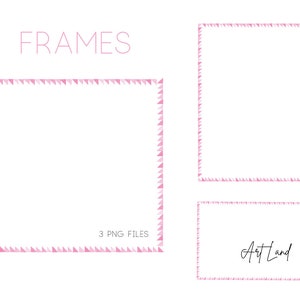 Watercolor Pink Frame Clipart II: 3 Hand-Painted Frames (PNG, Digital Download, Free Commercial Use)