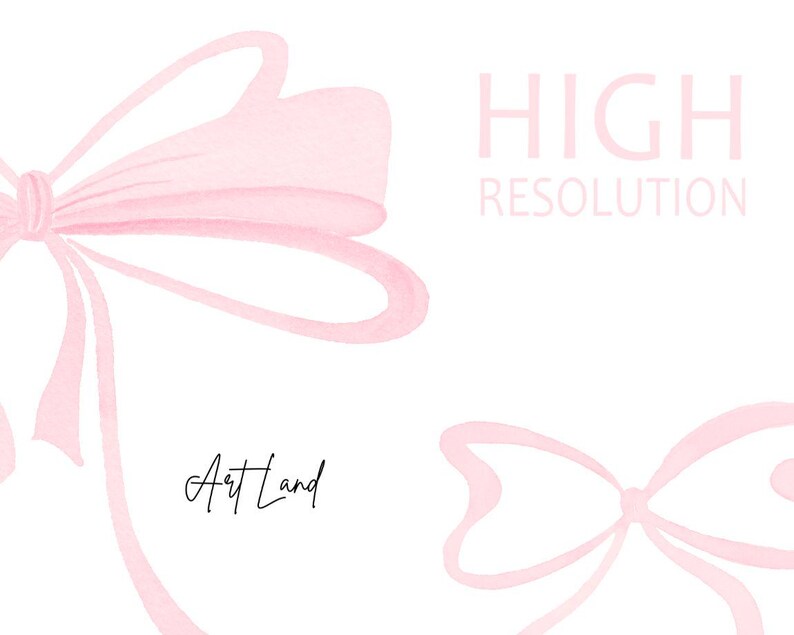 Watercolor Light Pink Bows Clipart – Hand Painted Ribbon Bows, PNG ...