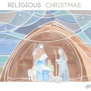 Clipart de presépio em aquarela, impressão de arte religiosa de Natal, aquarela pintada à mão, aquarela PNG,