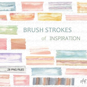 Watercolor Brush Strokes Clipart: 28 Hand-Painted PNGs for Commercial Use (Digital Download)
