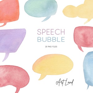 Watercolor Speech Bubble Clipart, Hand Painted Clipart, Watercolor Comic Speech Bubbles, Speak Bubble, Commercial Use, Clipart PNG