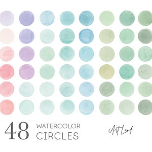 Watercolor Instagram Highlight Icons – 48 Hand-Painted Circle Splash PNGs for Blog Branding, Social Media DIY, Free Commercial Use