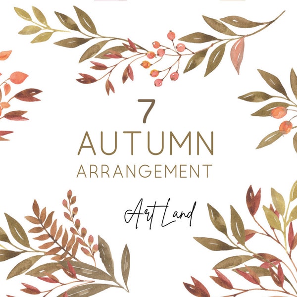 Watercolor Clipart Autumn Leaves Arrangement, Falling Fall Foliage, Watercolour Clip Art Digital Download Free Commercial Use, PNG