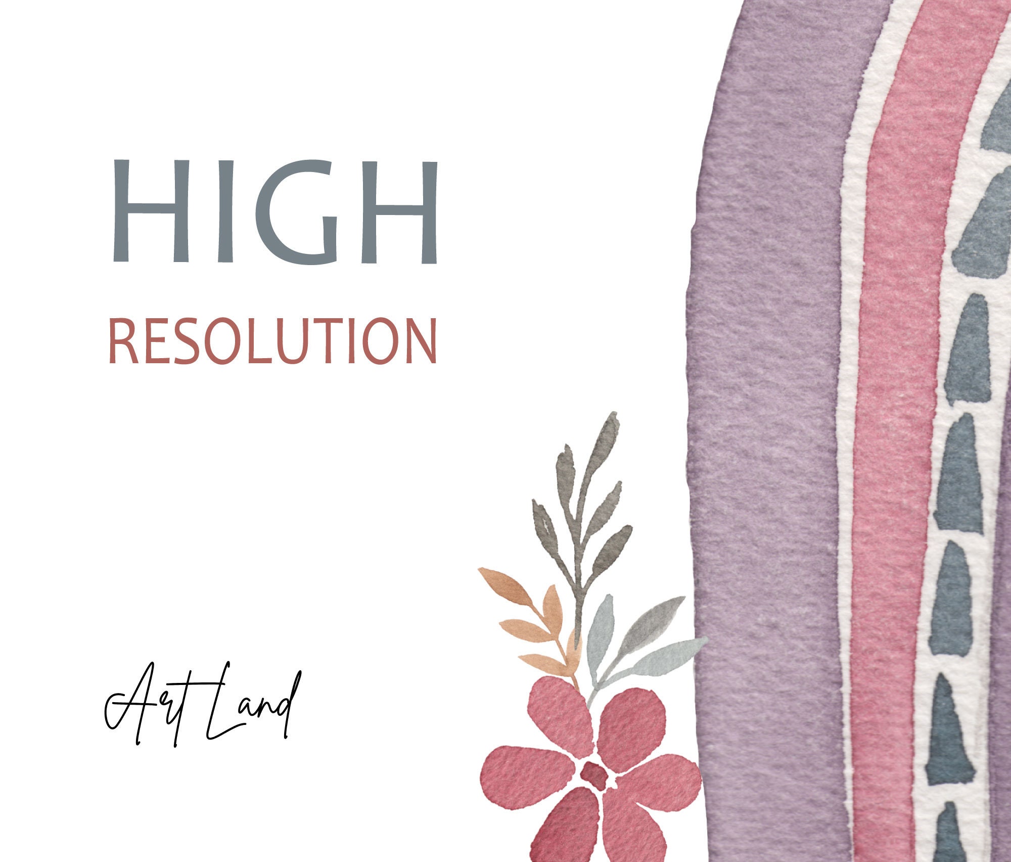Watercolor Boho Rainbow Clipart Set – 4 Hand-painted Pngs for DIY ...