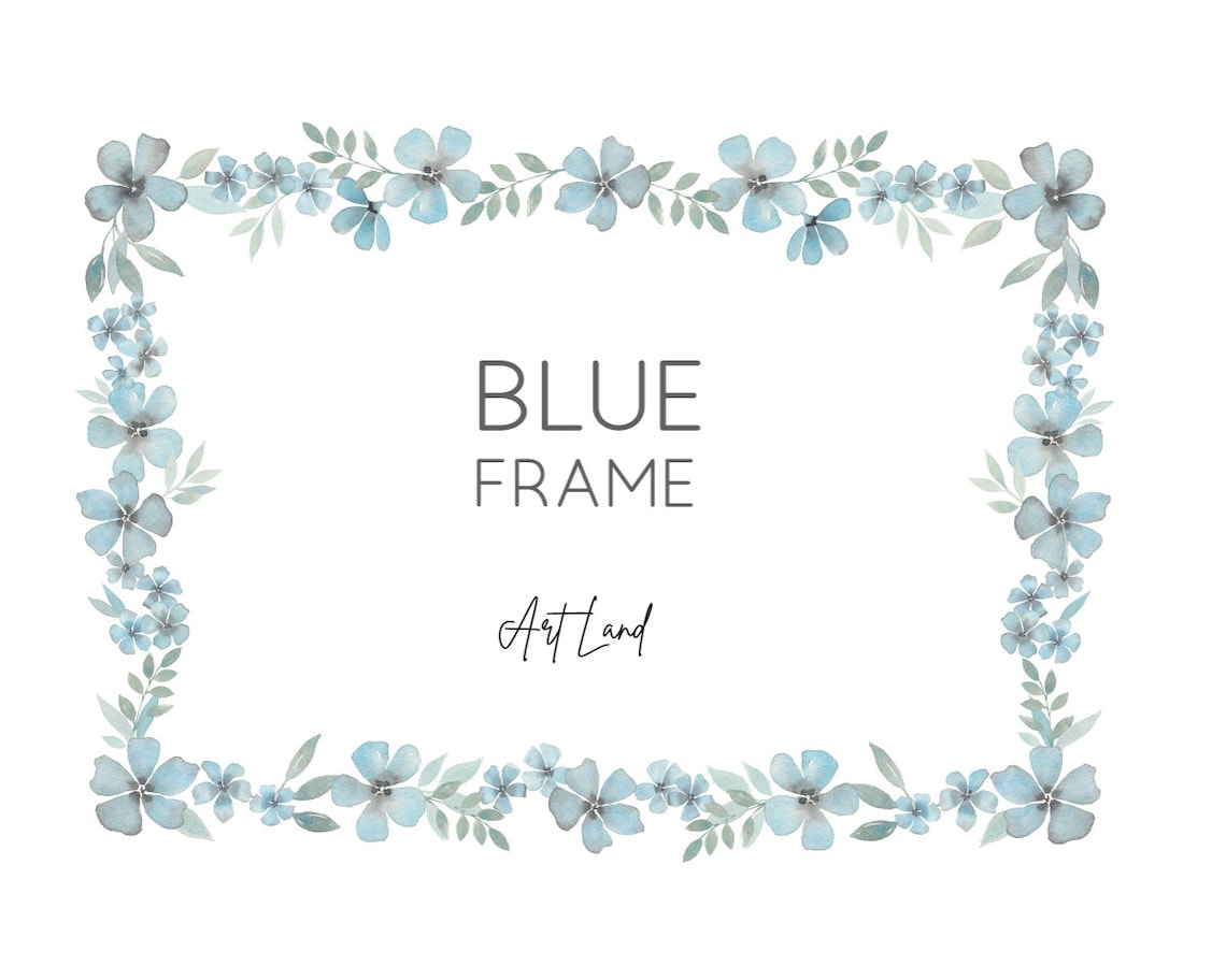 Aquarell Blumen Clipart Rahmen Rahmen Blau Blumen Aquarell - Etsy ...