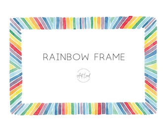 Watercolor Rainbow Frame, Watercolor Rainbow Border, Rainbow Frame Clip Art, Hand painted Rainbow Watercolour Clipart, PNG