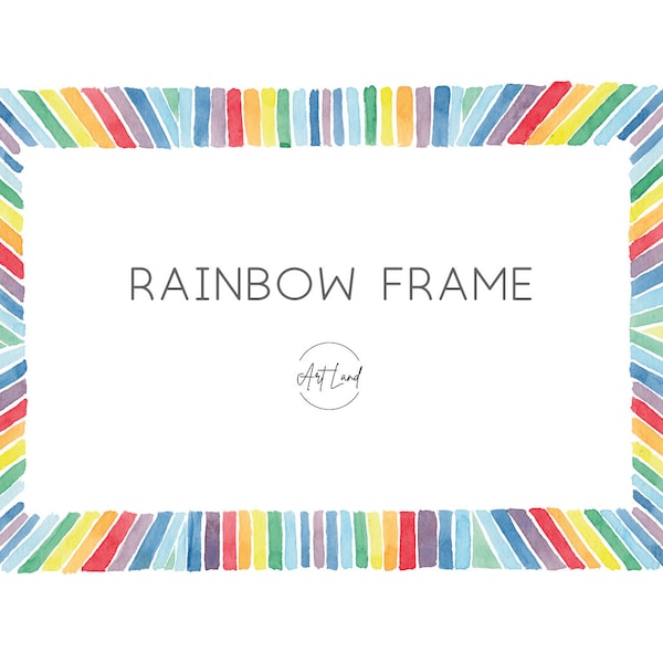 Watercolor Rainbow Frame, Watercolor Rainbow Border, Rainbow Frame Clip Art, Hand painted Rainbow Watercolour Clipart, PNG