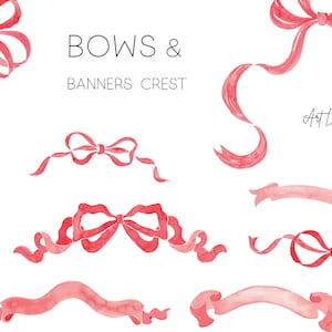 Watercolor ribbon banners and bows clipart, Valentine&#39;s day bows , Watercolour Clip Art Digital,  Red Christmas bows clipart, bestseller,PNG