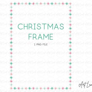 Moldura de Natal PNG, Clipart de Borda de Estrela Festiva Pintada à Mão, Moldura Digital de Férias para Cartões, Scrapbooking, Decoração de Natal para Download