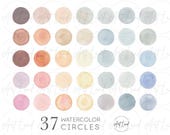 Watercolor Circles Clipart – 37 Hand-Painted Watercolor Splash Icons for Instagram Highlights, Blog Branding, Instant Download PNG