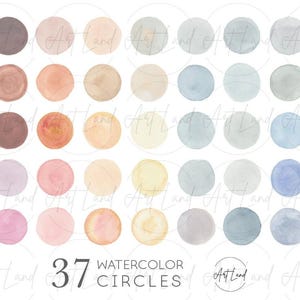 Watercolor Circles Clipart – 37 Hand-Painted Watercolor Splash Icons for Instagram Highlights, Blog Branding, Instant Download PNG