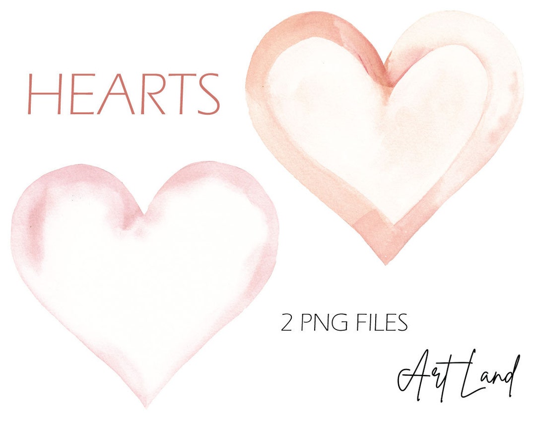 Watercolor Pink Heart Clipart – 2 Hand-painted Love Elements (PNG ...