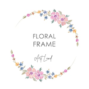 Floral Wreath Clip Art, Floral Frame, Floral Wreath Clipart, Spring Wreath, Hand painted Watercolour Clipart, Watercolor Clipart Frame, PNG