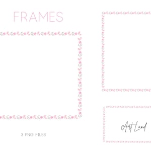 Watercolor Pink Frame Clipart: 3 Hand-Painted Frames (PNG, Digital Download, Free Commercial Use)