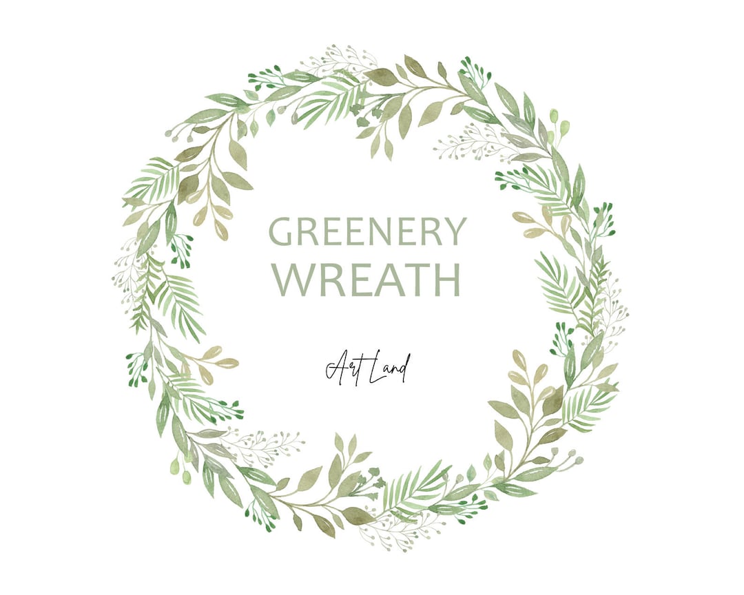 Watercolor Greenery Wreath Clipart – 1 Hand-painted Foliage Frame PNG ...