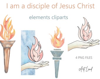 Watercolor LDS Youth 2024 Theme Clipart: 4 Hand-Painted Elements (PNG, Digital Download, Free Commercial Use)