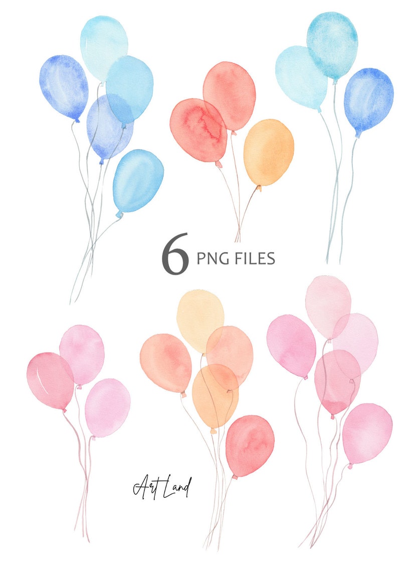 Watercolor Pastel Balloons Clipart Hand Painted Watercolour - Etsy ...