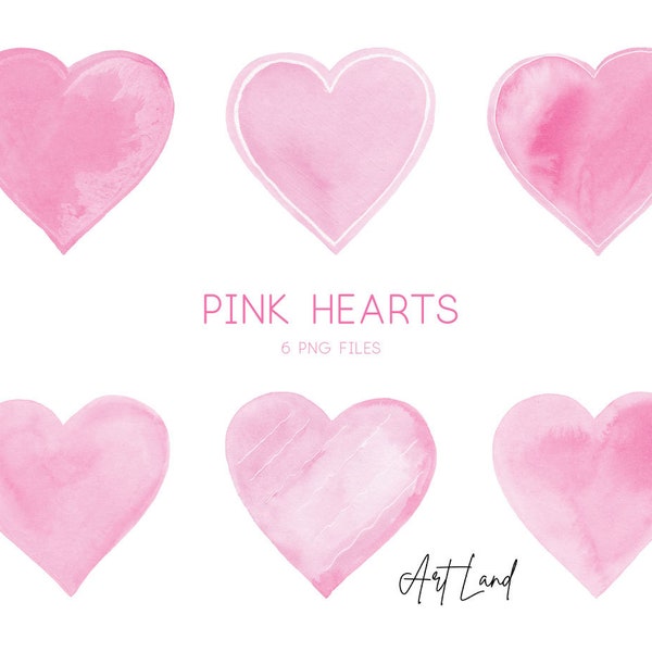 Heart Clip Art, Pink Heart, Love Clipart, Hand painted Watercolour Clipart, Love Pink Heart, Valentines Clip Art, Watercolor Clipart, PNG